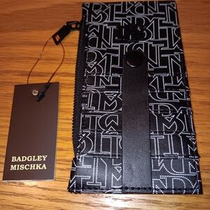 Badgley Mischka Monogram Black and White Credit Card Holder New